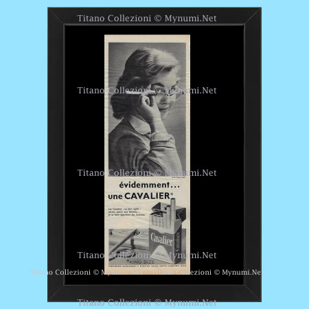 1959 * Pubblicità Originale 'Cavalier - Evidemment... une Cavalier * King Size' in Cornice