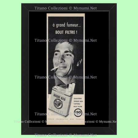1959 * Pubblicità Originale 'Gauloises - À Grand Fumeur... Bout Filtre - Gauloises Disque Bleu' in Cornice