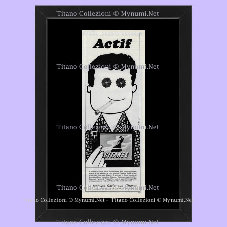 1966 * Pubblicità Originale 'DELORNE - Actif - Toujours Fidèle aux Gitanes' in Cornice