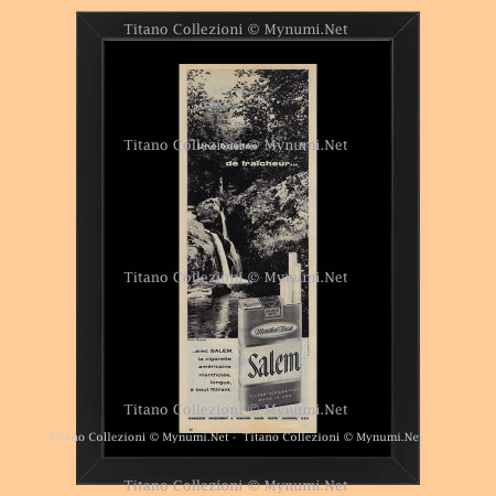1965 * Pubblicità Originale 'Salem - La Sigarette Américaine Mentholée' in Cornice