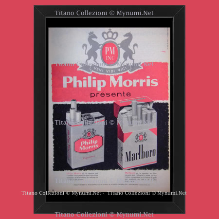 1959 * Pubblicità Originale 'Philip Morris - Philip Morris Présente Marlboro' in Cornice