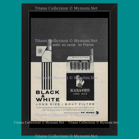 1964 * Pubblicità Originale 'Marcovitch - Black & White Long Size - Bout Filtre' in Cornice
