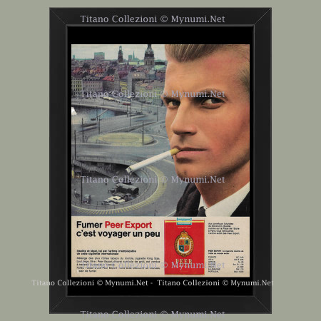 1962 * Pubblicità Originale 'Peer Export - Fumer Peer Export, C'est Voyager un Peu' in Cornice
