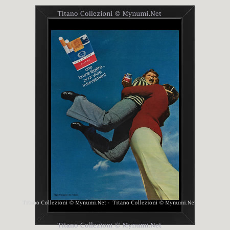 1972 * Pubblicità Originale 'Caporal Française - Une Brune Légère... Pour Vivre Intensément' in Cornice
