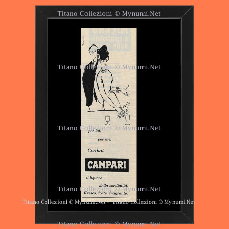Anni '60 * Pubblicità Originale "Campari - Franz Marangolo - Per Lui, Per Me, Cordial" in Cornice