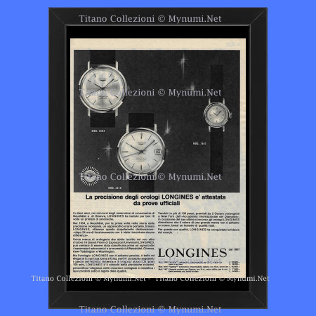 Anni '60 * Pubblicità Originale "Longines - La Precisione degli Orologi" in Cornice