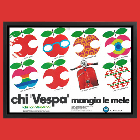 Anni ' 70  * Pubblicità Originale "Piaggio - Vespa - TIP. LEADER, Chi "Vespa" Mangia Le Mele, Tipo 2" Italia