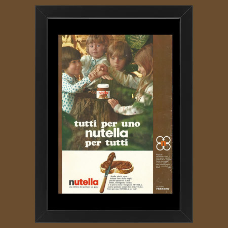 Anni ' 70  * Pubblicità Originale "Ferrero - Nutella, Tutti per Uno Nutella per Tutti, Tipo 1" Cornice