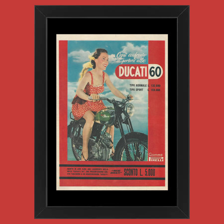 Anni ' 50  * Pubblicità Originale "Ducati, Ogni Confronto Vi Porterà Alla: Ducati 60" Cornice