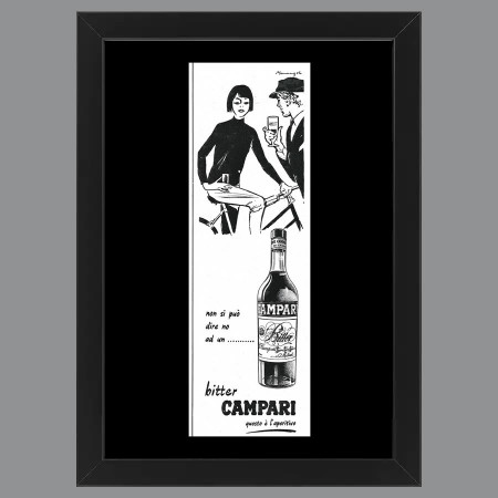 Anni ' 60  * Pubblicità Originale "Campari - MARANGOLO, Non Si Può Dire di No ad Un .. Bitter Campari" Cornice
