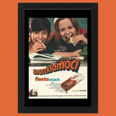 Anni ' 70  * Pubblicità Originale "Ferrero, Fiesta Snacckiamoci" Cornice