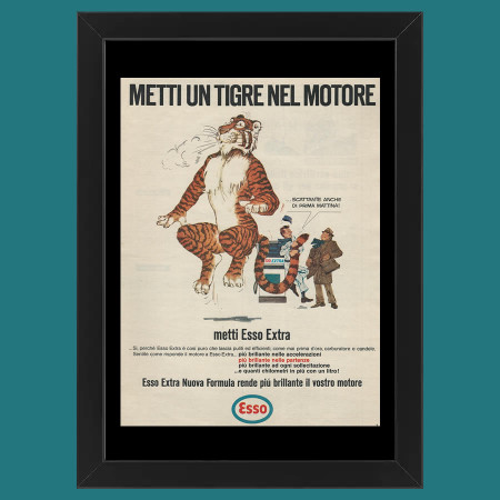 Anni ' 60  * Pubblicità Originale "Esso Metti Un Tigre, Metti Un Tigre Nel Motore" Cornice