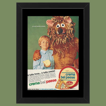 Anni ' 60  * Pubblicità Originale "Galbani, Crema Bel Paese Bambino Biondo" Cornice