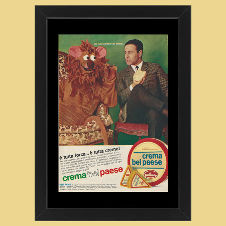 Anni ' 60  * Pubblicità Originale "Galbani, Crema Bel Paese Uomo" Cornice