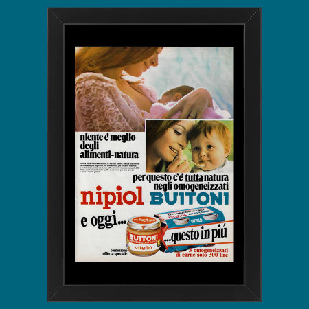 Anni ' 60  * Pubblicità Originale "Buitoni, Omogeneizzati Nipiol" Cornice