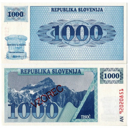 1992 * Banconota Slovenia 1000 Tolarjev “Vzorec - Specimen” (p9s1) FDS