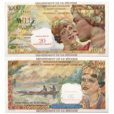 1967-1971 * Banconota Riunione 20 NF su 1000 franchi FDS