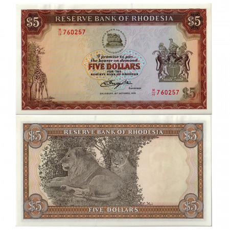 1978 * Banconota Rhodesia 5 dollari FDS