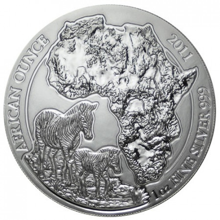 2011 * 50 rwf d'argento 1 OZ Ruanda Zebra