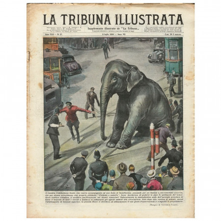 1934 * Rivista Storica Originale "La Tribuna Illustrata (N°27) - L'Elefantessa Rosie a Londra"