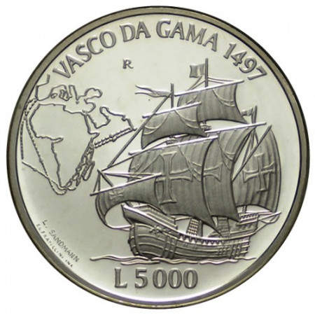 1997 * 5000 Lire Argento San Marino "Vasco da Gama" (KM 370) PROOF