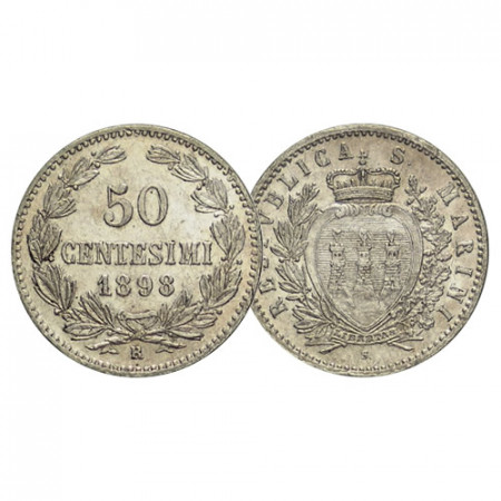 1898 R * 50 Centesimi Argento San Marino "Valore" (G 29 - KM 3) qFDC