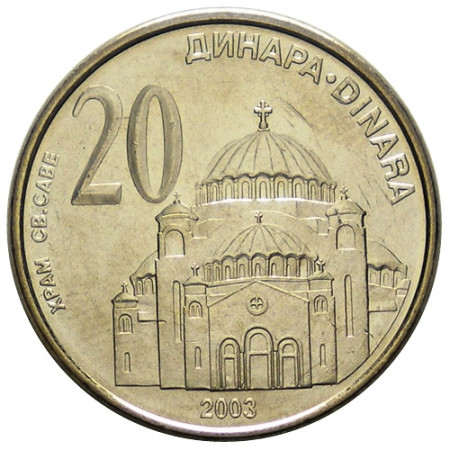 2003 * 20 Dinara Serbia "Temple of Saint Sava" (KM 38) UNC