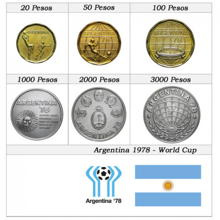 1977-78 * Serie 6 monete Argentina Mondiali di Calcio