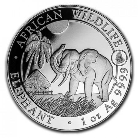 2017 * 100 Shillings Argento 1 OZ Somalia "Elefante - Anno del Gallo" Privy Mark