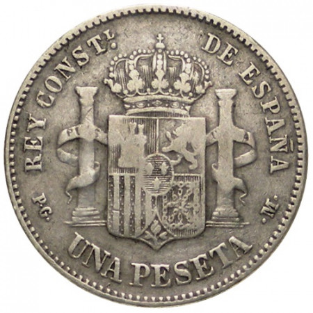 1891 (91) PG-M * 1 Peseta Argento Spagna "Alfonso XIII" (KM 691) MB+