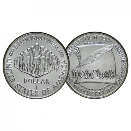 1987 P * 1 Dollar Argento Stati Uniti "Bicentenario Costituzione" (KM 220) FDC