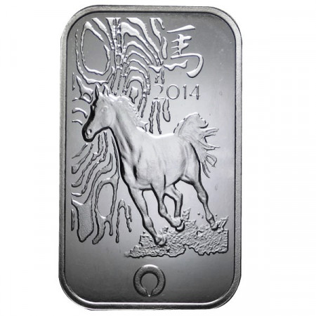 2014 * Sud Africa Lingotto in argento 999 1 OZ "Anno del Cavallo"
