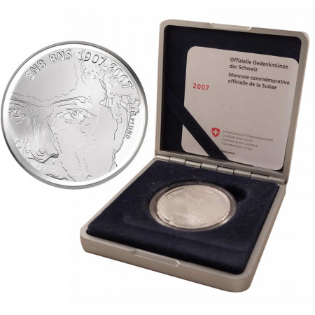 2007 * 20 Francs Argento Svizzera "100th Anniversary of Swiss National Bank" (KM 119) PROOF