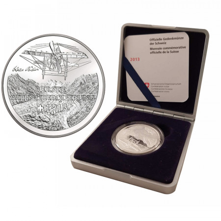 2013 * 20 Francs Argento Svizzera "1st Transalpine Flight" (KM 147) PROOF