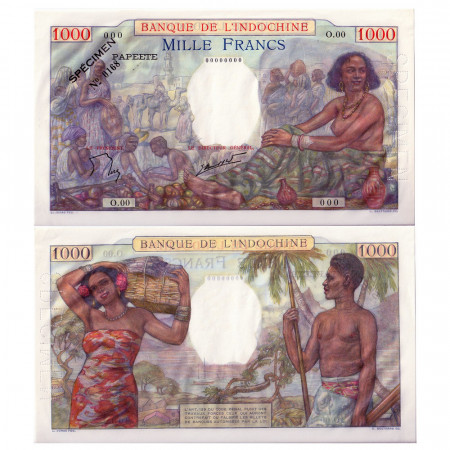 1940-1957 * Banconota Tahiti 1000 franchi FDS Specimen