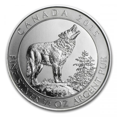 2015 * 2 Dollari d'argento 3/4 OZ Canada Lupo Grigio