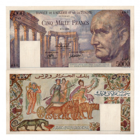 1950 * Banconota Tunisia 5000 franchi MB