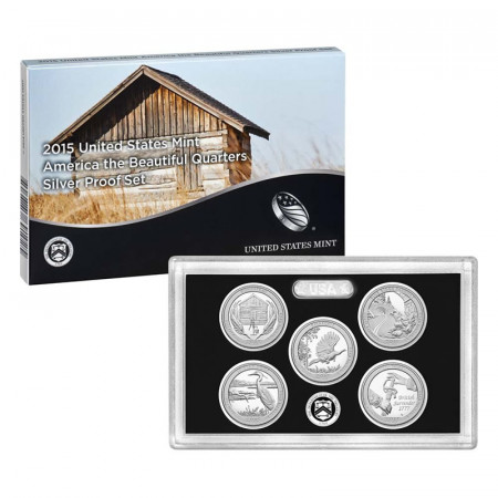 2015 * Stati Uniti Serie Ufficiale "America The Beautiful - Silver Proof Set" PROOF S