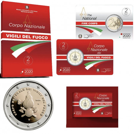 2020 * 2 Euro ITALIA "80º Corpo Nazionale dei Vigili del Fuoco" Coincard FDC