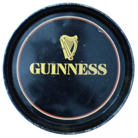 Vassoio * Guinness Birra Metallo Tondo Nero "Logo" Pubblicità Vintage