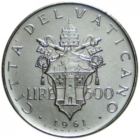1961 * 500 Lire Argento Vaticano Giovanni XXIII "Stemma" Anno III (KM 65.2) FDC