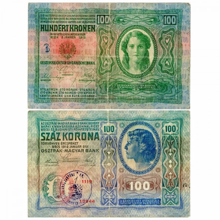 1912 * Banconota Austria 100 Kronen "Maiden – Timbrata" (p12) MB