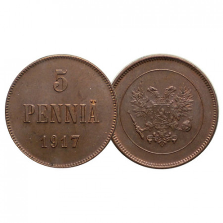 1917 * 5 Pennia FINLANDIA "Governo Kerenskij - Guerra Civile" (KM 17) SPL+