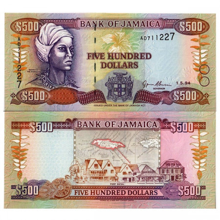 1994 * Banconota Giamaica 500 Dollars "Nanny of the Maroons" (p77a) FDS