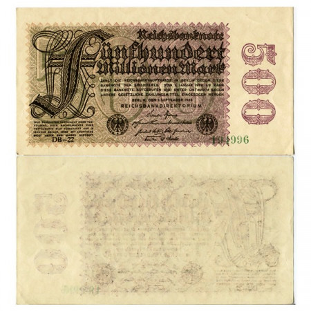 1923 * Banconota Germania Weimar 500 Milioni - 500.000.000 Mark "Reichsbanknote" (p110e) SPL+