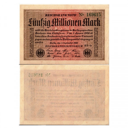 1923 * Banconota Germania Weimar 50 Milioni - 50.000.000 Mark "Reichsbanknote" (p109b) qFDS