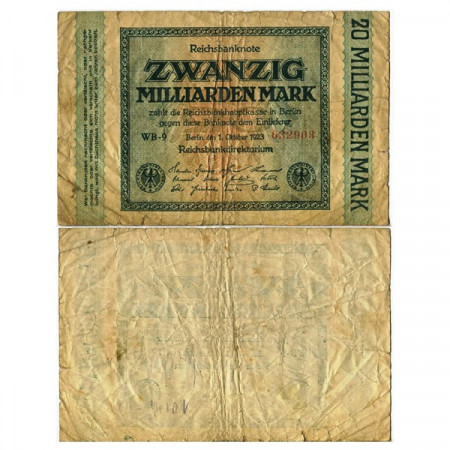 1923 * Banconota Germania Weimar 20 Miliardi - 20.000.000.000 Mark "Reichsbanknote" (p118a) MB