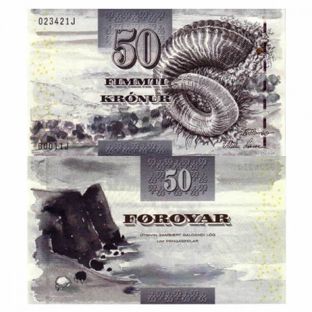 2001 * Banconota Isole Faroe - Faroe Islands 50 Kronur "Ram's Horn" (p24) FDS