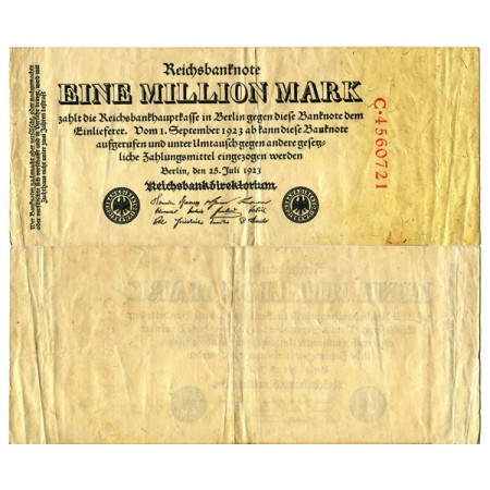 1923 * Banconota Germania Weimar 1 Milione - 1.000.000 Mark Reichsbank (p94) BB