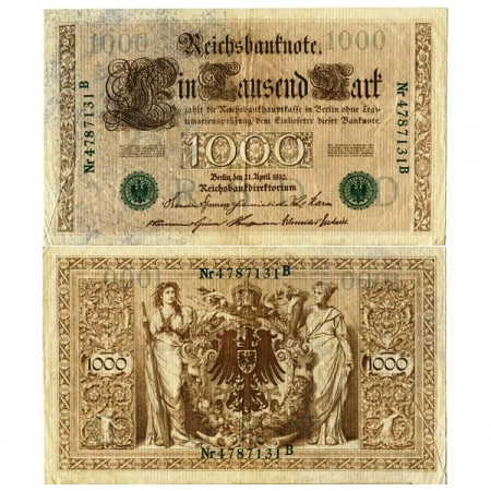1910 * Banconota Germania Impero 1000 Mark "Secondo Reich" (p45b) BB+